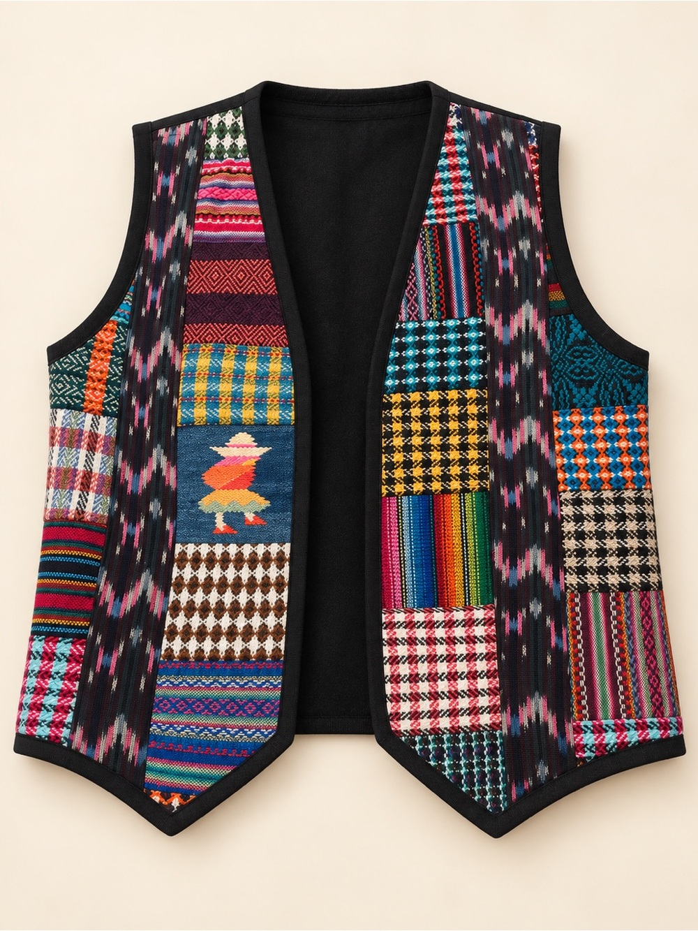 Patchwork Sleeveless Vest in Multicolor - Women's Jacket